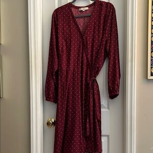 LOFT Plus Red Star Print Wrap Dress